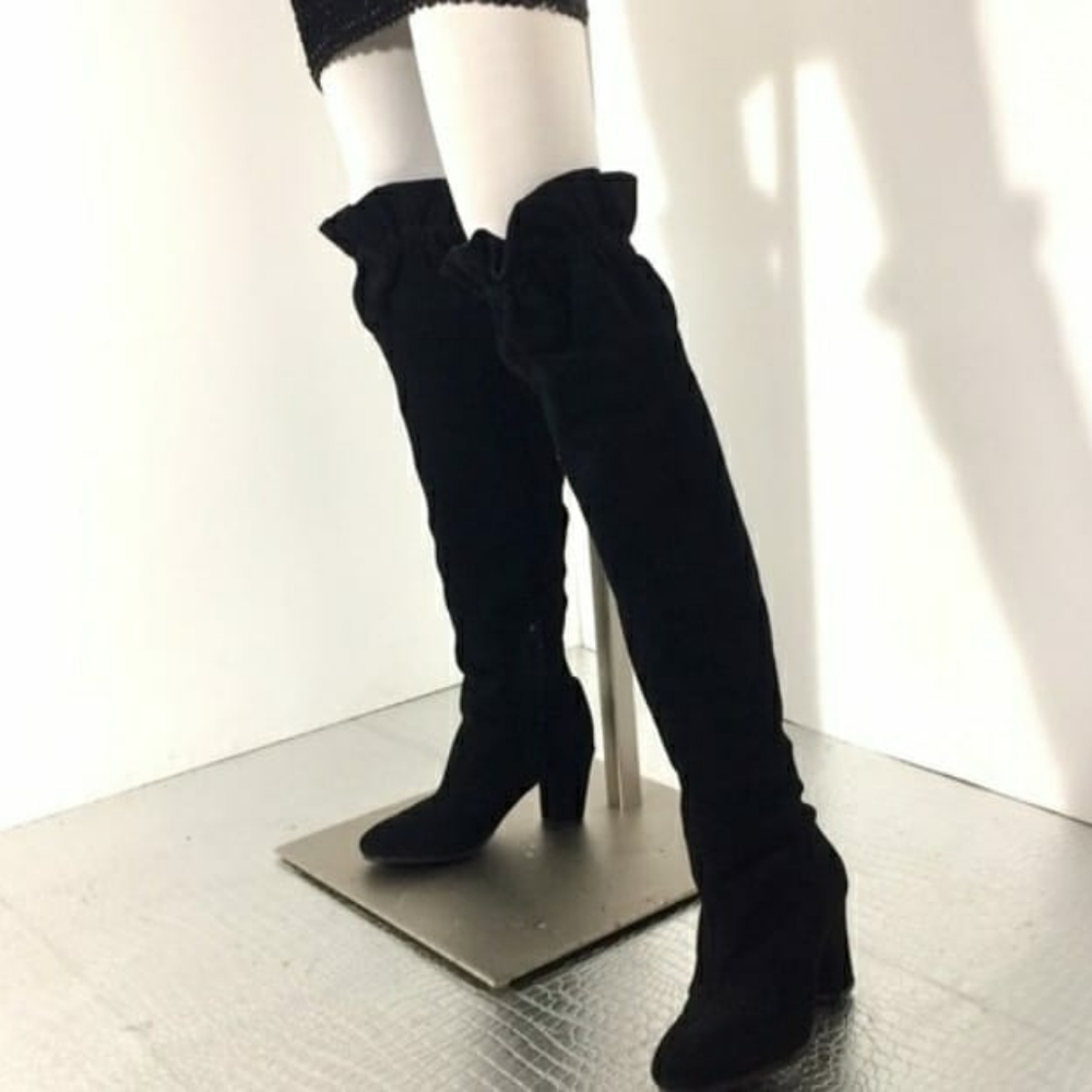 Libby Edelman Suede Ruffled Charisma Boot - Picture 1 of 4